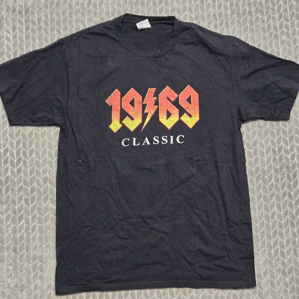 1969 Metal Logo Mens Classic Vintage T-Shirt Size Medium AC/DC Inspired Black